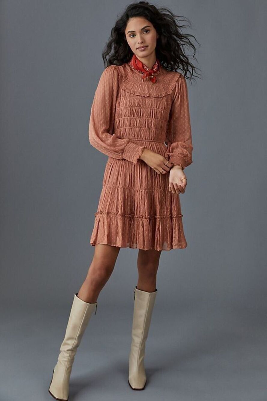 Anthropologie Dalia Smocked Mini Dress